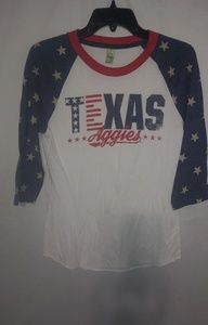 Texas Aggies S American Flag Baseball Style T-shirt Top
